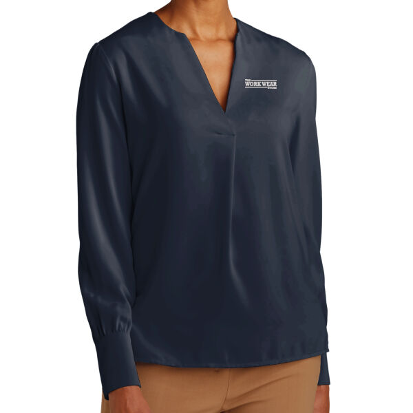 WWS - Women's Open Neck Satin Blouse Thumbnail